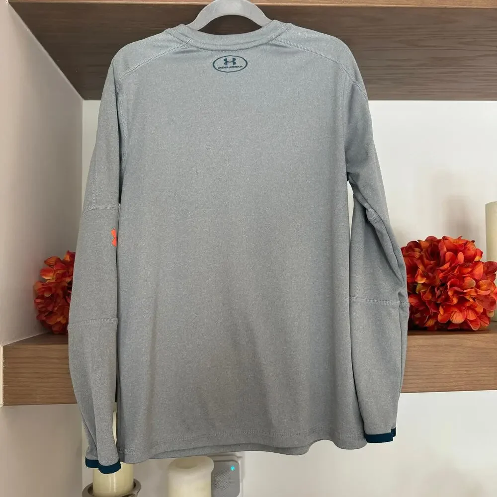 Under Armour Loose Fit Long Sleeve Tee in Gray/Orange